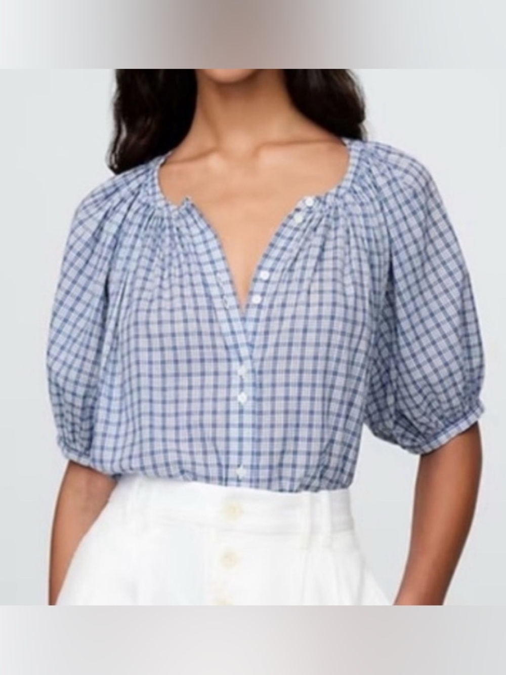 GAP x DOEN gingham button down short sleeve blouse limited edition